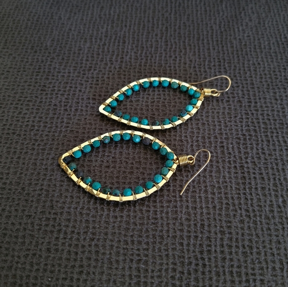 Blue💙-Green💚 Turquoise Teardrop💦 Earrings - Picture 8 of 13